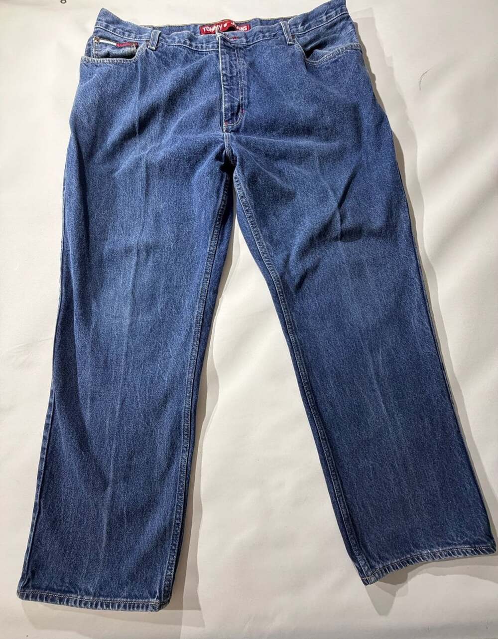 Tommy Jeans Mens 40x30 Blue Denim Jeans Baggy Relaxed Fit Straight Leg